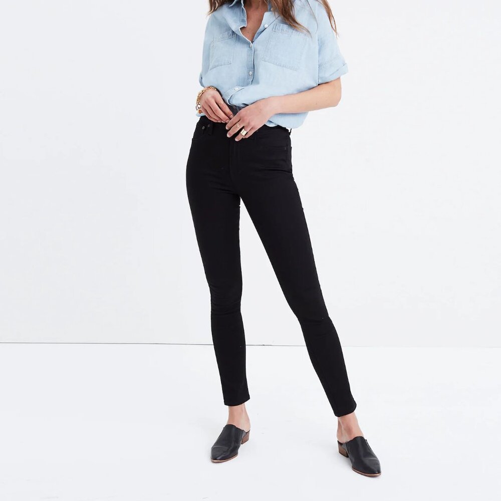 Madewell Jeans Womens 25 Black High Rise Skinny Stretch 10 Inch Carbondale Wash